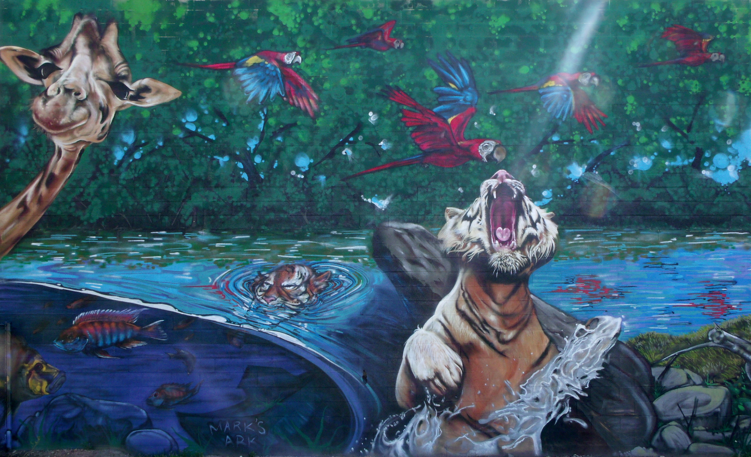 Urban Jungle Mural Leaping Tiger