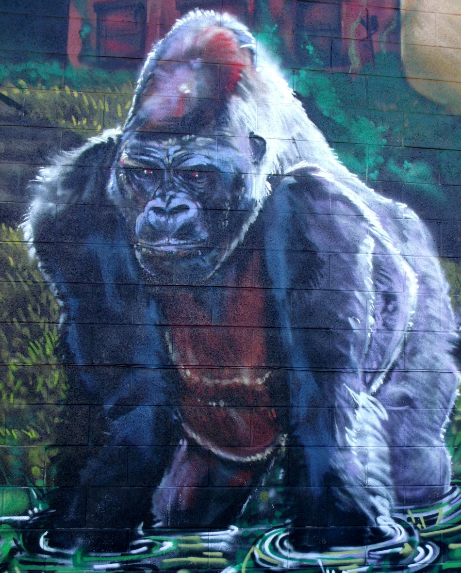 Urban Jungle Mural standing gorilla