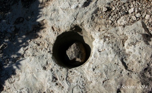 Mortar and pestle (or post hole?) at Indian Mesa ruins